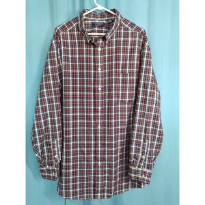 ROUNDTREE & YORKE Men Black Red Plaid travelSMART Shirt Big Tall 3XB